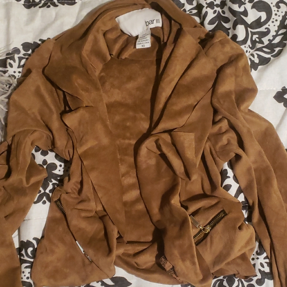 Bar III tan suede blazer xs